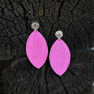 Ohrringe LederBlatt Pink
