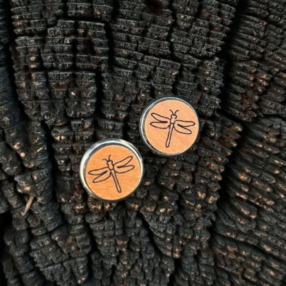 Ohrstecker Libelle Holz
